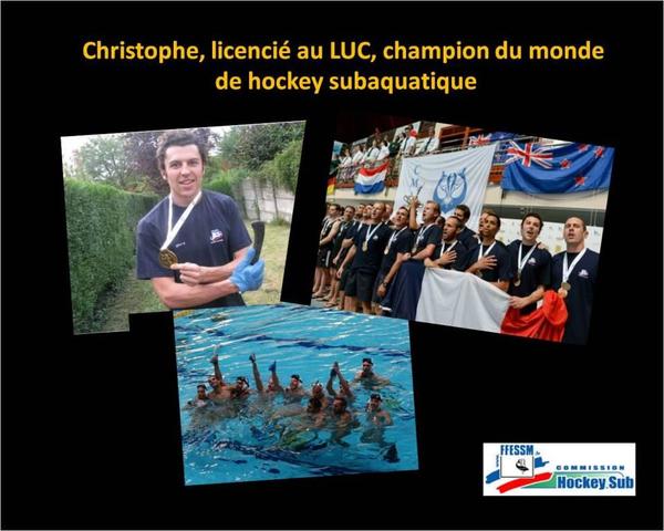 Christophe, licencié au Luc, champion du monde de Hockey subaquatique